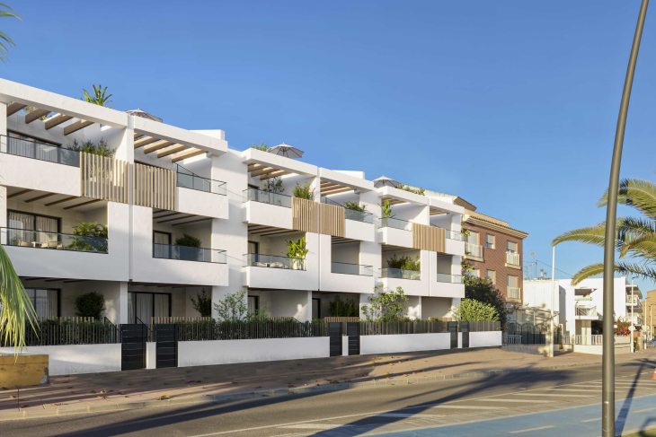Luxury new-build apartments frontline beach in Lo Pagan