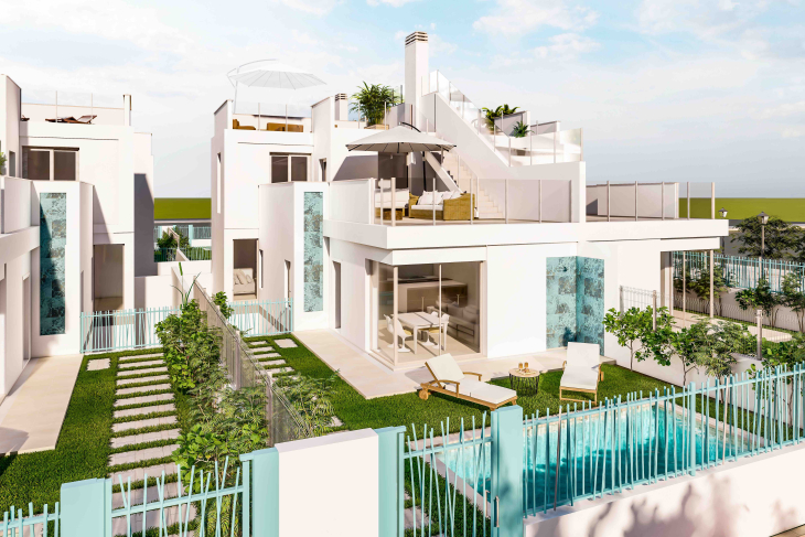 Semi-detached villa with garage and pool